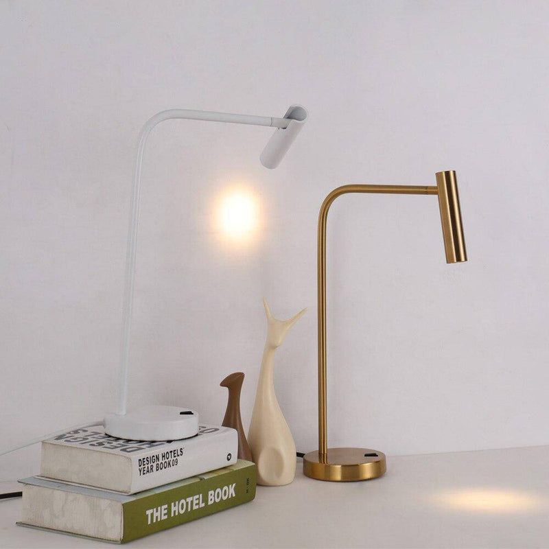 LED desk or bedside lamp with adjustable aluminium Spotlight