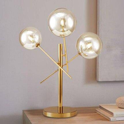 Lampe à poser design dorée et boules en verre - vue 5 sur 5