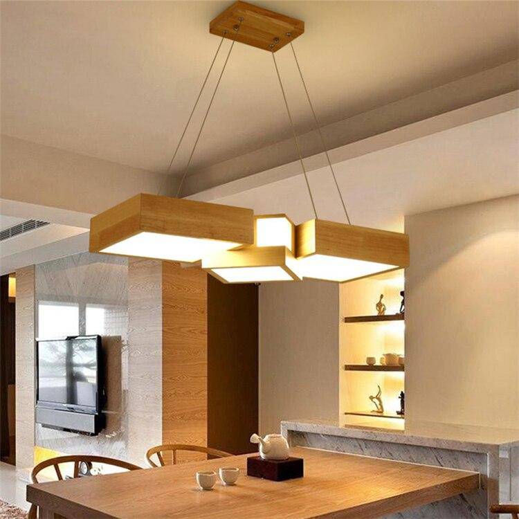 Lustre moderne LED aux formes géométriques en bois Stars - vue 3 sur 7
