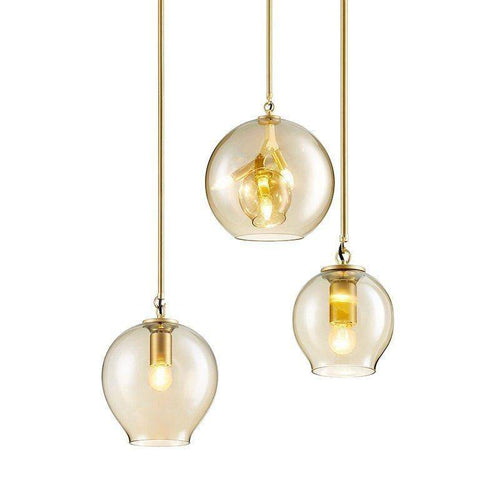 Lámpara de suspensión design Cristal LED y anillos de oro