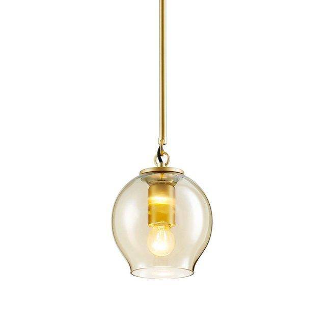 Suspension design LED en verre cristal et anneaux dorés