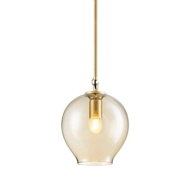 pendant light LED design with crystal glass and golden rings