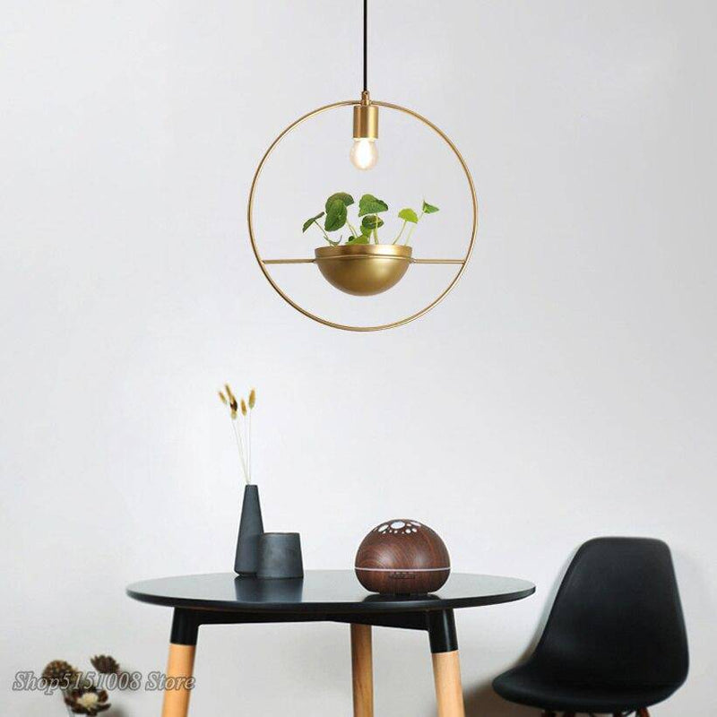 pendant light LED design with gold and metal ring and luxury half-sphere