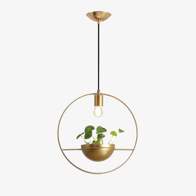 Lámpara de suspensión design LED con anillo de oro y metal y media esfera de lujo