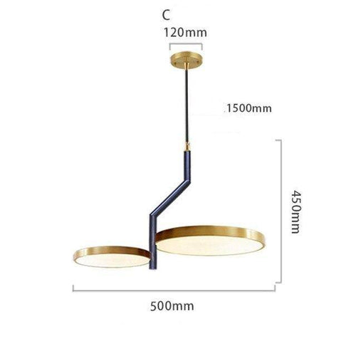 Suspension design LED avec cercle doré et finitions Creative - vue 8 sur 11