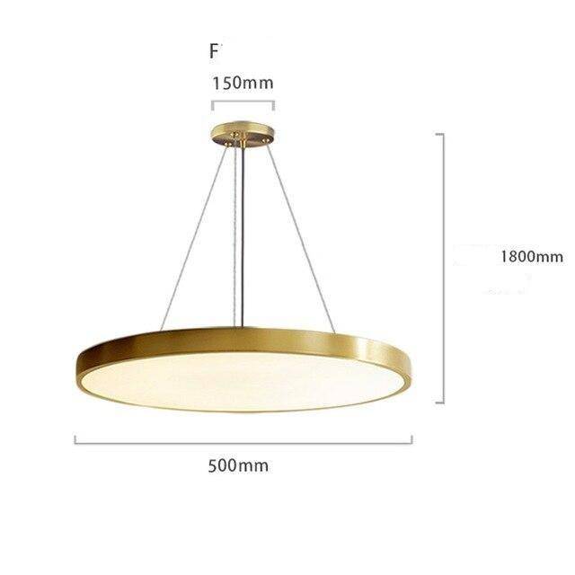 Suspension design LED avec cercle doré et finitions Creative