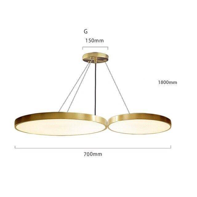 Suspension design LED avec cercle doré et finitions Creative