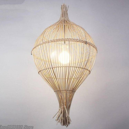 Suspension rustique LED avec abat-jour en rotin Rui - vue 4 sur 4