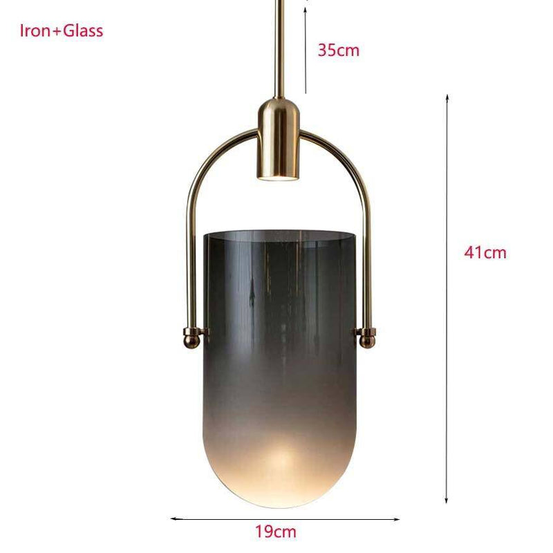 Suspension design en verre éclairé et spot doré Moderne