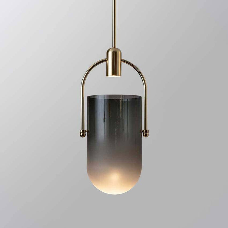 Lámpara de suspensión design con cristal iluminado y foco dorado Modern