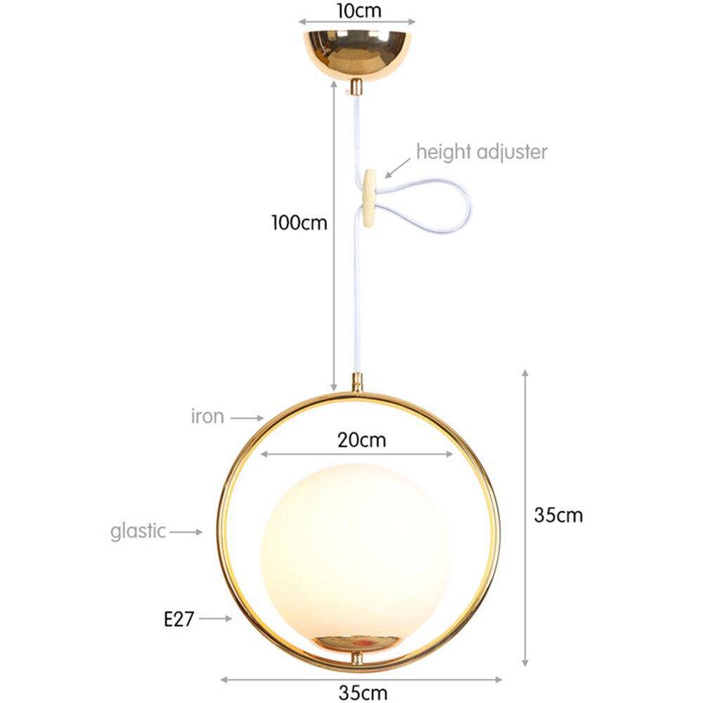 Suspension design LED avec anneau doré et boule en verre Luxury - vue 7 sur 6