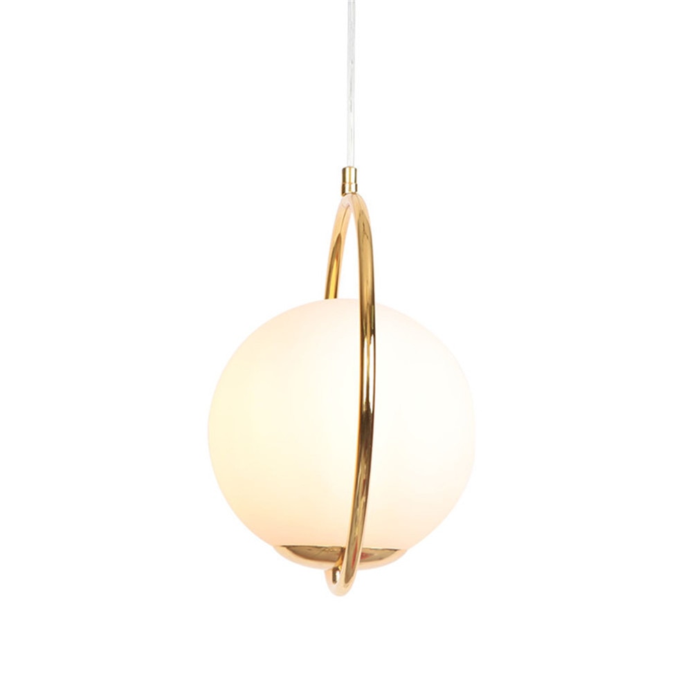 Suspension design LED avec anneau doré et boule en verre Luxury - vue 4 sur 6