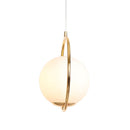 Suspension design LED avec anneau doré et boule en verre Luxury