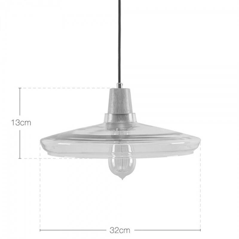 Suspension LED en verre conique et support en bois Vintage - vue 4 sur 3