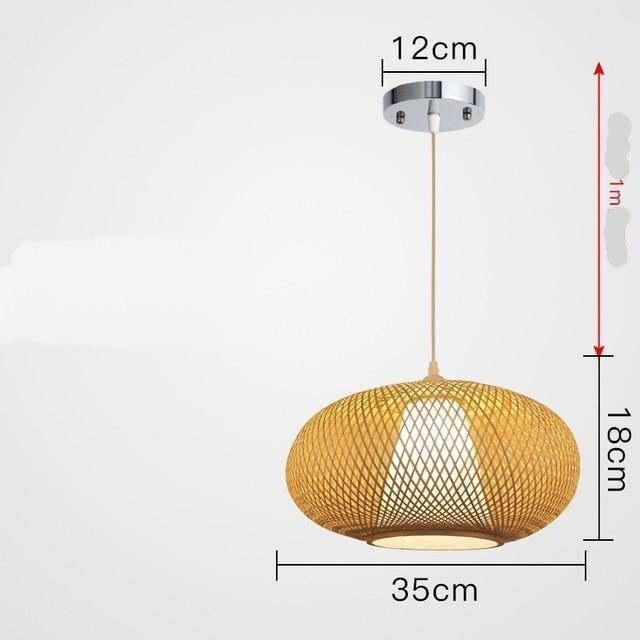 Lámpara de suspensión LED de ratán con pantalla redondeada