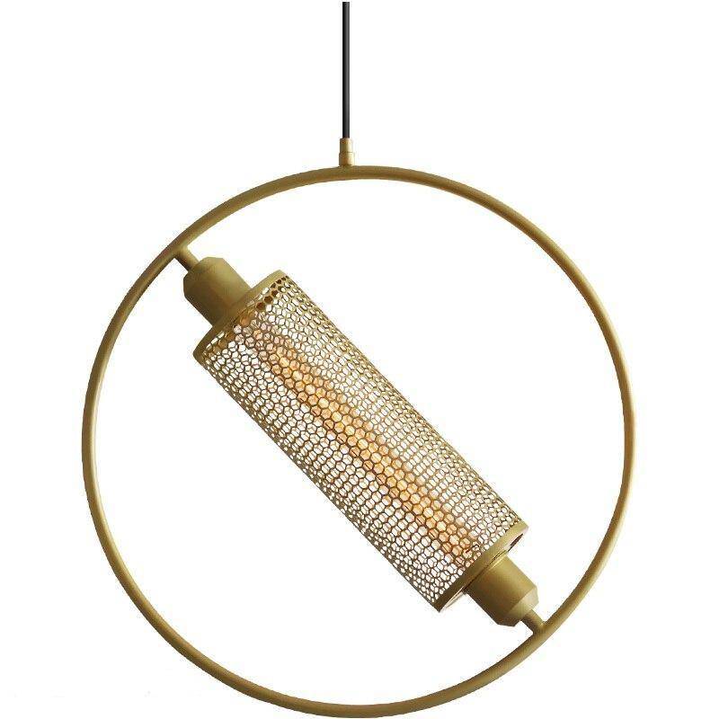 Suspension design LED avec anneau en métal doré