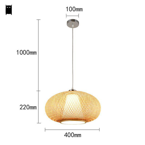 Suspension en bambou design en boule ovale