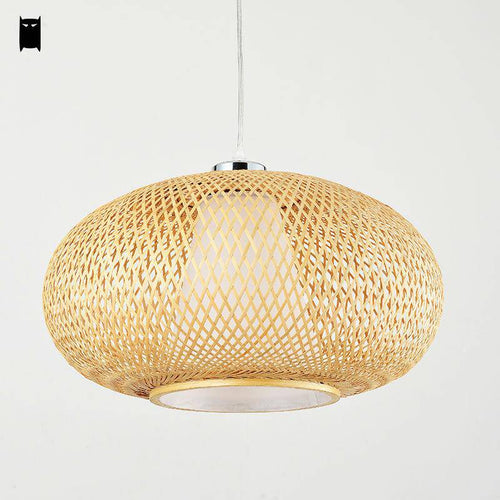 Suspension en bambou design en boule ovale