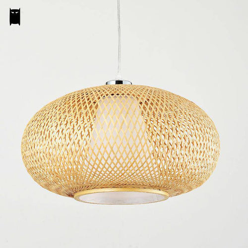 pendant light in bamboo design in oval ball
