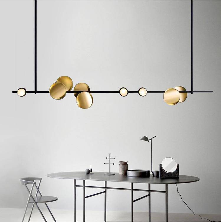 pendant light LED design in metal and gold disc Luxury