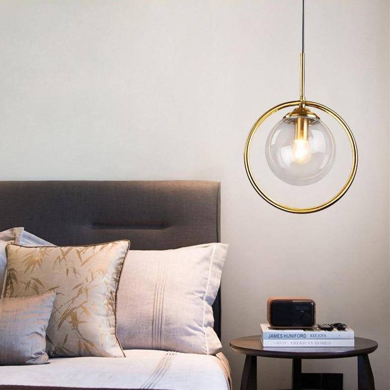 pendant light golden LED ball design smoked glass