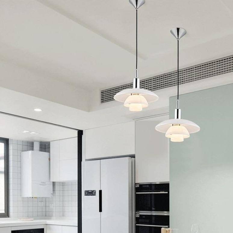 Suspension design LED avec abat-jour en aluminium blanc Loft