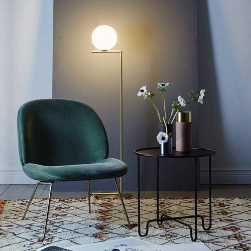 Lustre design avec boule en verre et tige de support Moderne - vue 4 sur 6