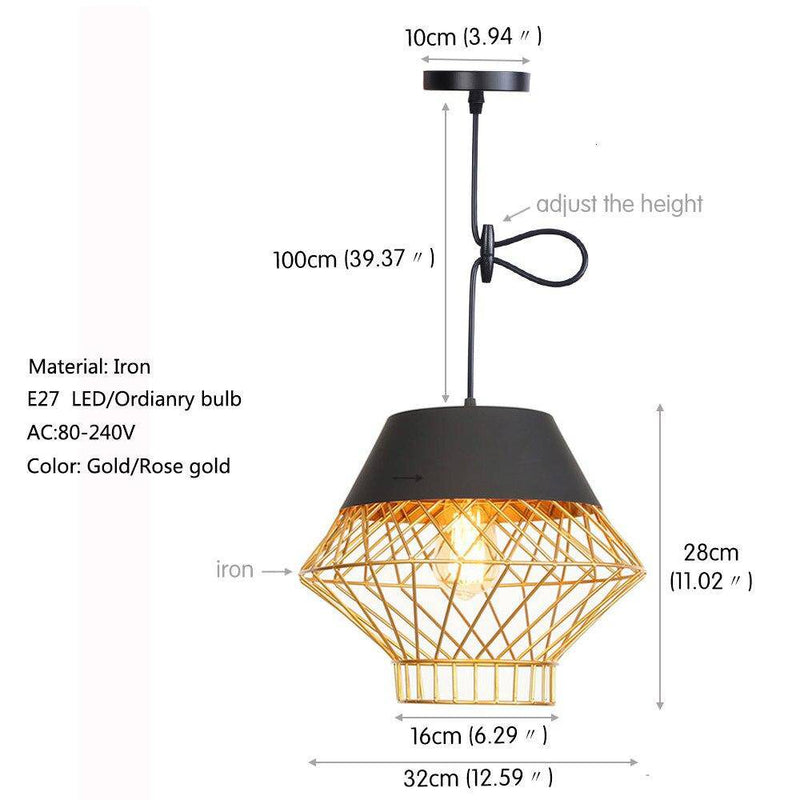 Lámpara de suspensión design LED con jaula de metal industrial Loft