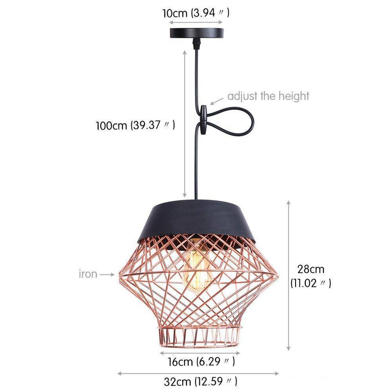 Suspension design à LED avec cage en métal industrielle Loft