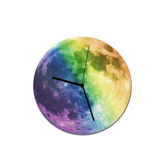 Round coloured moon wall clock 30cm Luminous