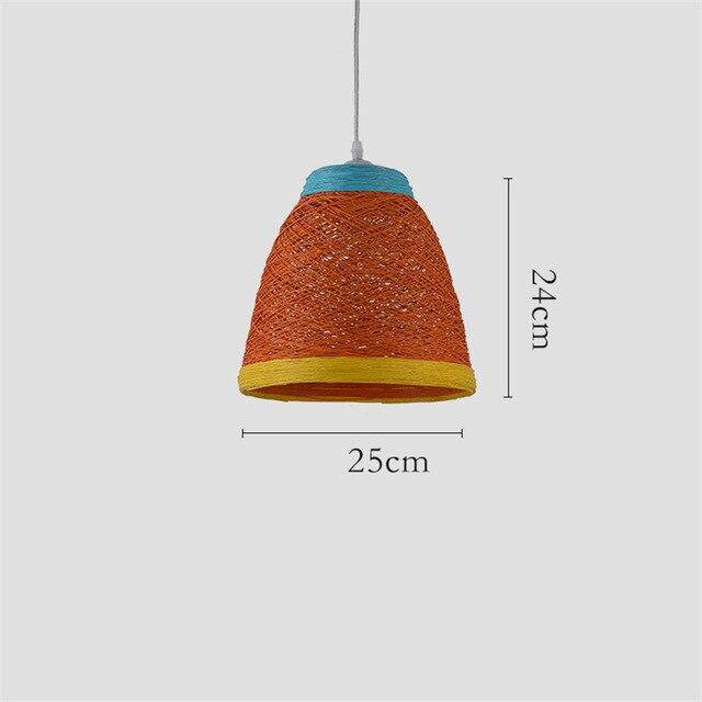 Suspension en rotin LED colorée style Farm - vue 8 sur 11
