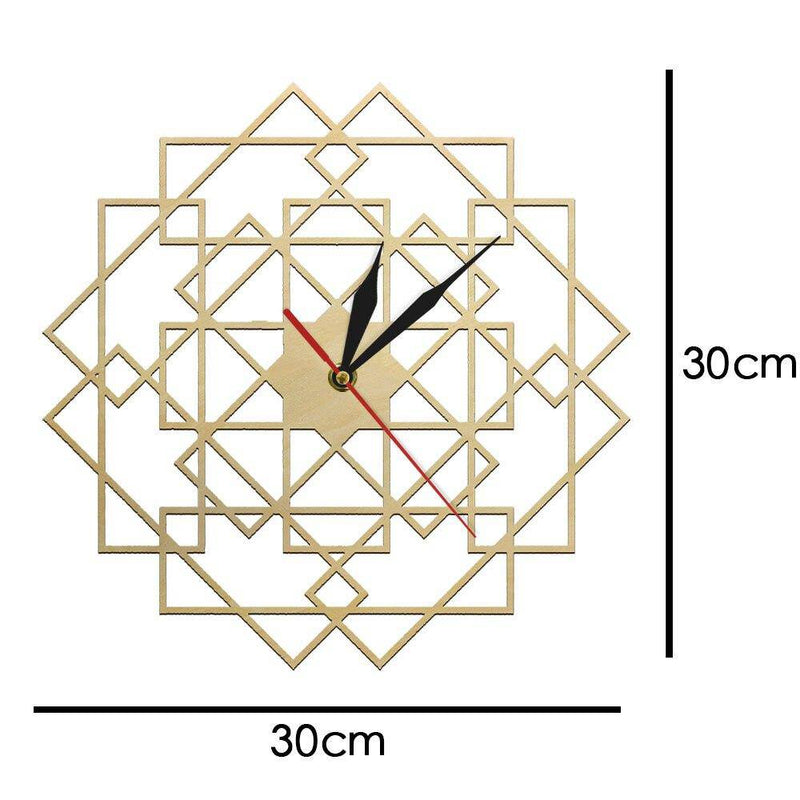 Horloge murale en bois avec rectangles superposés 30cm Mandala