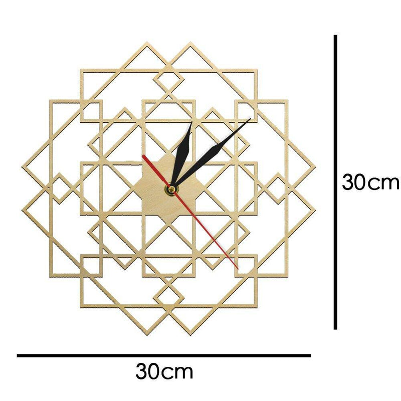 Wooden wall clock with overlapping rectangles 30cm Mandala