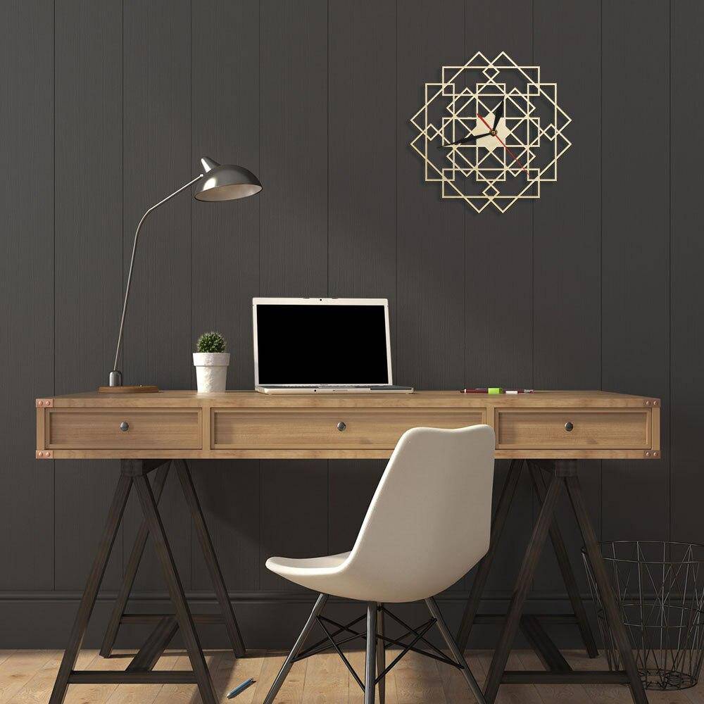 Horloge murale en bois avec rectangles superposés 30cm Mandala - vue 6 sur 7