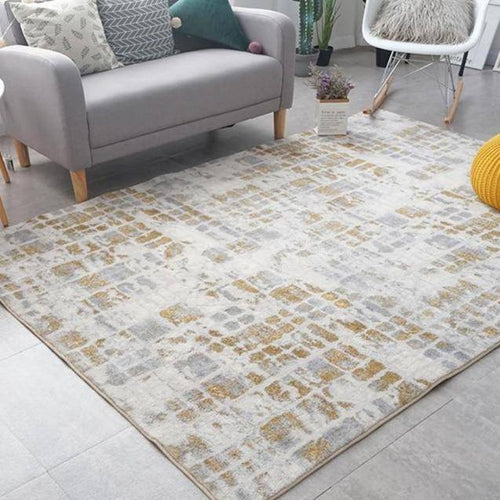Modern rectangle carpet with yellow vintage patterns