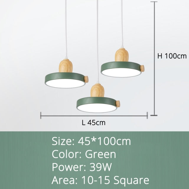 Lustre scandinave circulaire en bois et métal coloré Carmina - vue 7 sur 7