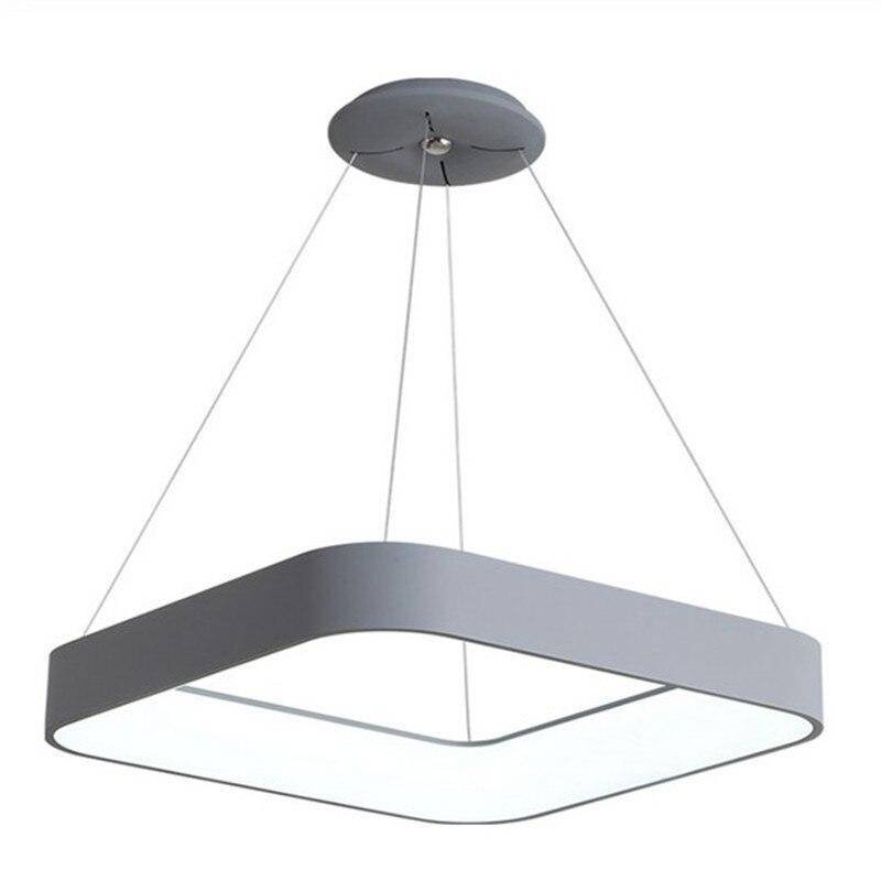 Suspension design LED carré en métal gris style Mossko
