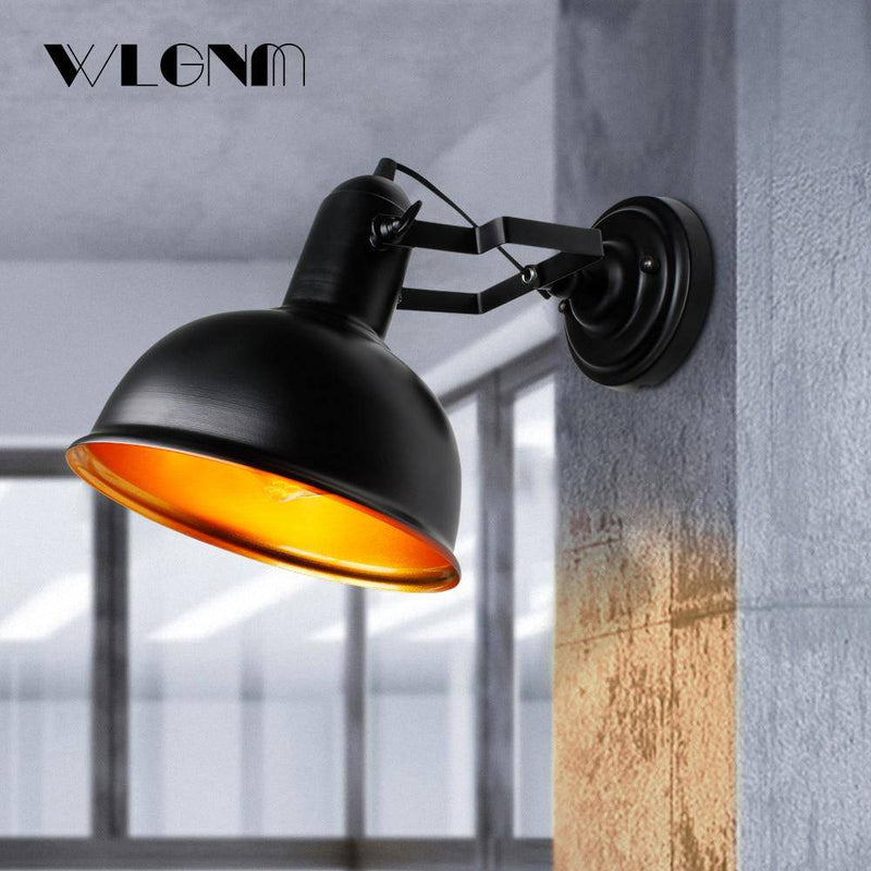 wall lamp industrial LED wall light with lampshade in retro metal