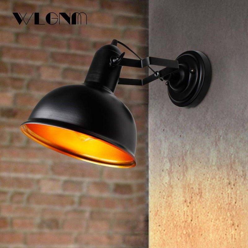 wall lamp industrial LED wall light with lampshade in retro metal