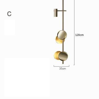 Suspension design à LED en métal et disque doré Luxury