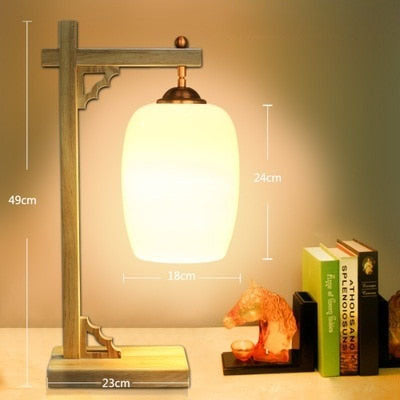 Lampe de bureau ou chevet potence style chinois en bois