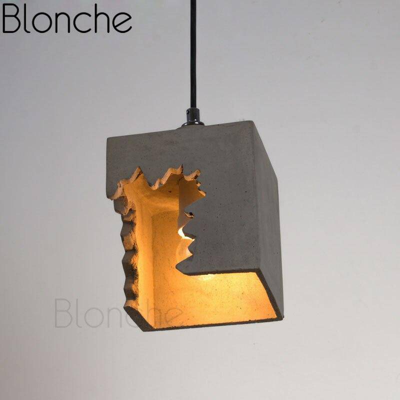 pendant light modern LED with lampshade gray cube Loft