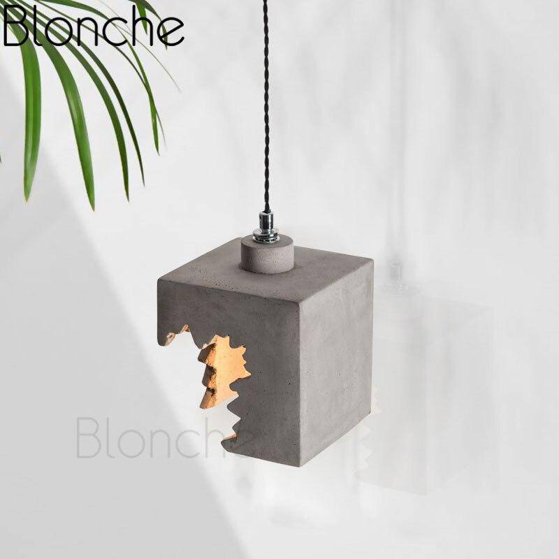 pendant light modern LED with lampshade gray cube Loft