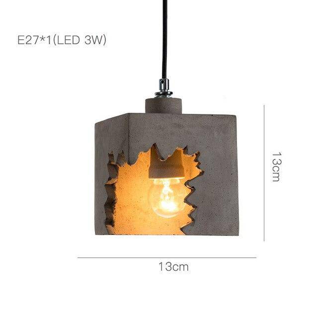 pendant light modern LED with lampshade gray cube Loft