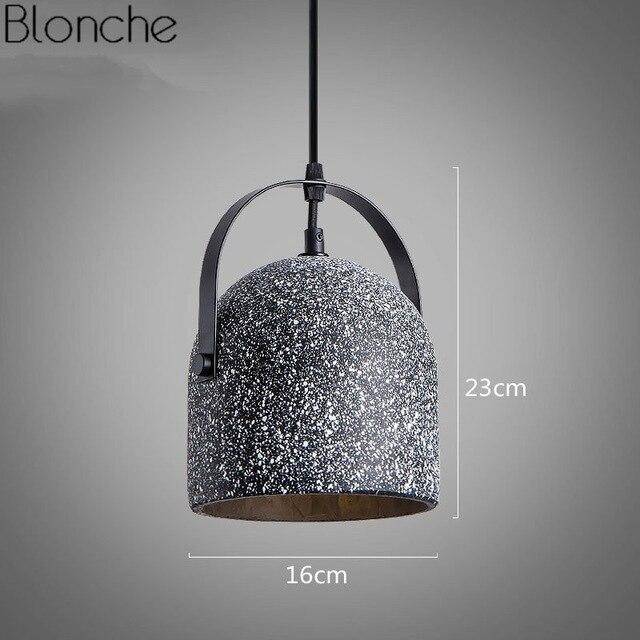 Suspension design LED arrondie en ciment style terrazzo