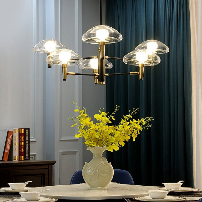 Lustre moderne abat-jours en forme de méduse en verre Hailey