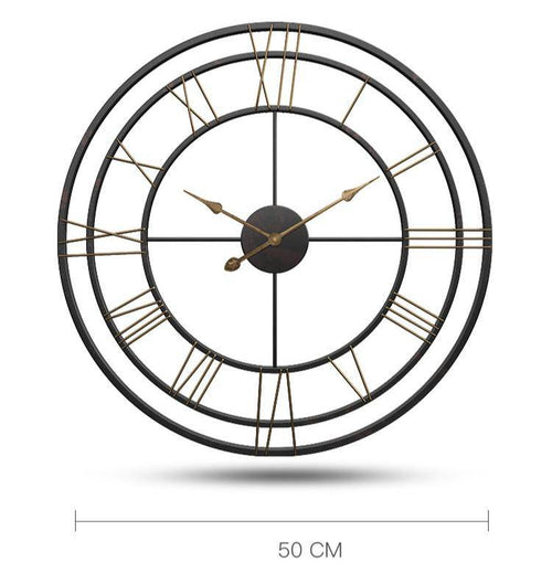 Horloge murale ronde en métal avec chiffres romains 50cm European - vue 3 sur 3