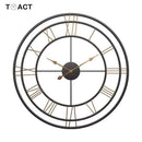 Horloge murale ronde en métal avec chiffres romains 50cm European