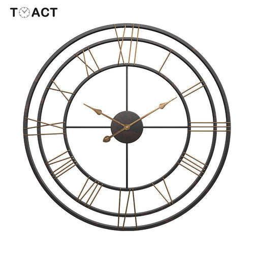 Horloge murale ronde en métal avec chiffres romains 50cm European - vue 2 sur 3