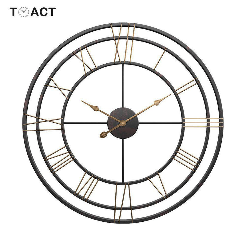 Horloge murale ronde en métal avec chiffres romains 50cm European